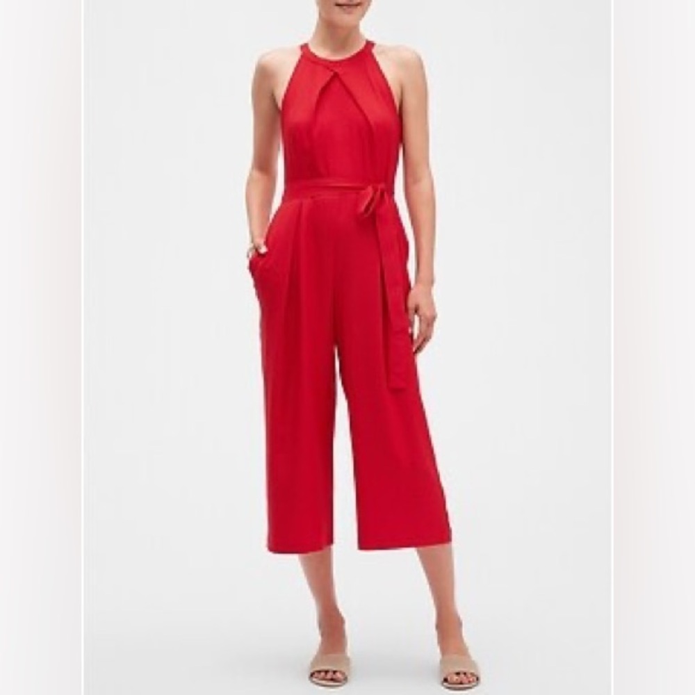 Banana Republic Red Halter Wide Leg Jumpsuit size 0